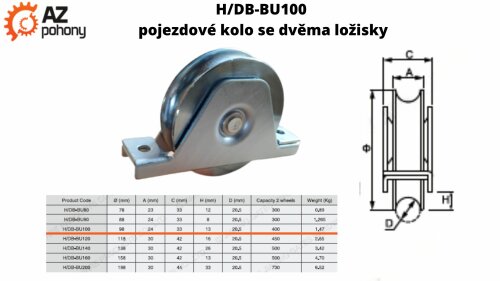 H/DB-BU100 - pojezdové kolo se dvěma ložisky